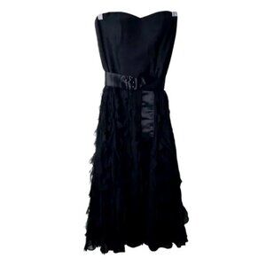 White House Black Market Strapless Sweetheart Silk Ruffle Cocktail Dress NWT Siz
